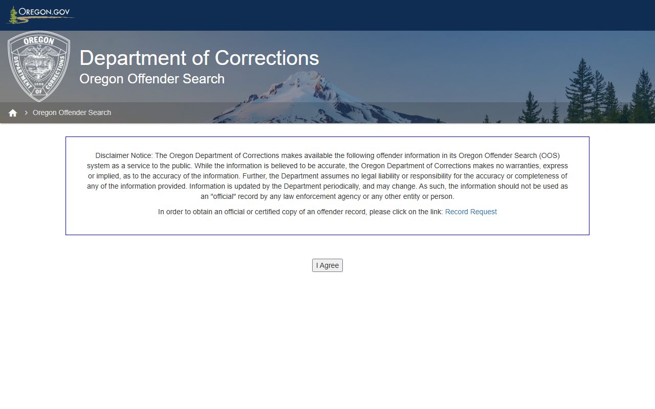 Oregon Offender Search system for finding released inmates records