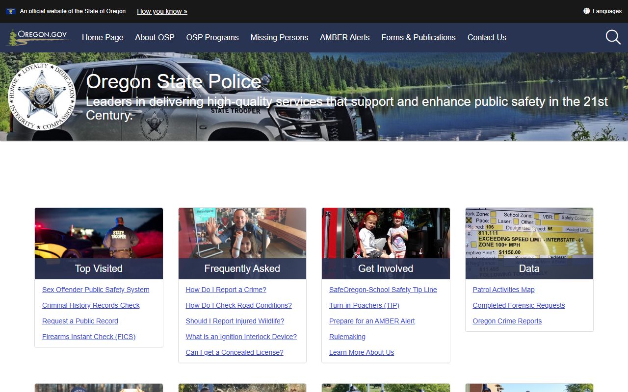 Oregon State Police Criminal Justice Information Services for released inmates records